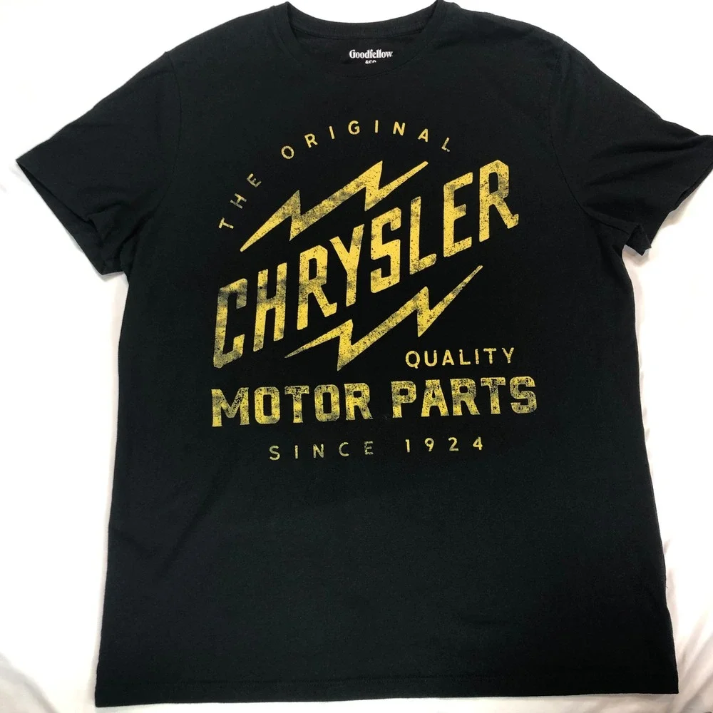Goodfellow & Co Chrysler Motor Parts Graphic T-Shirt Black Yellow Mens Medium
